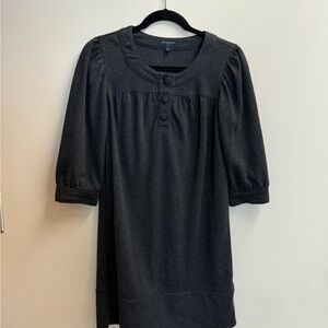 Banana Republic Black Pleated Puff Sleeve Dress